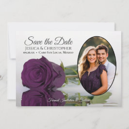 Reserve A Data Elegante Plum Purple Rosa com Casamento de Foto Ov