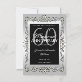 Reserve A Data Elegante Prata 60º Aniversário de Casamento Save T