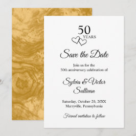 Reserve A Data Elegante Preto e Branco 50º Aniversário de Casamen