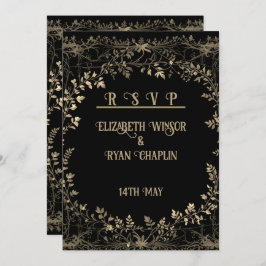 Reserve A Data Elegante Preto Floral ouro