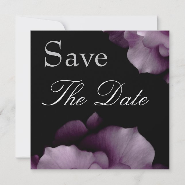 Reserve A Data Elegante PURPLE Petals Casamento Salve a Data Conv (Frente)
