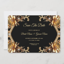 Elegante Quadro de Ouro Save The Date