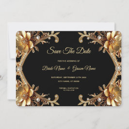 Reserve A Data Elegante Quadro de Ouro Save The Date
