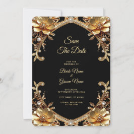 Reserve A Data Elegante Quadro de Ouro Save The Date