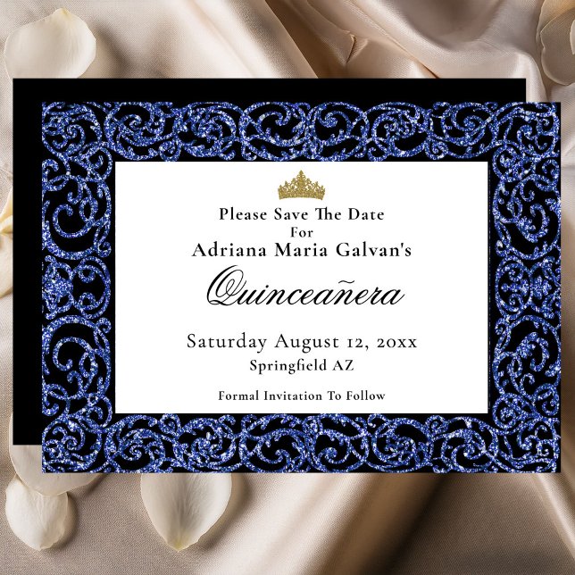 Reserve A Data Elegante Quinceanera Save The Date com Desenho em  (Criador carregado)