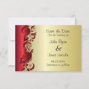 Reserve A Data Elegante Red & Dourado Florid WedDesign