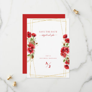 Reserve A Data Elegante Red Floral Geométrico Salvar A Data