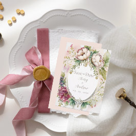 Reserve A Data Elegante Rosa Corado Romântico Rústico