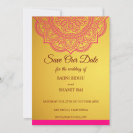 Reserve A Data Elegante Rosa Dourada Paisley Indian Hindu Wedding