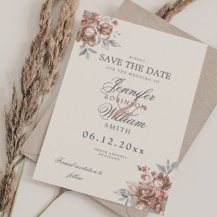 Reserve A Data Elegante Rosa Dourado Casamento Floral Salvar Data