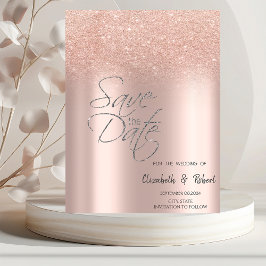 Reserve A Data Elegante Rosa Dourado Glitter Bokeh Salvar a Data