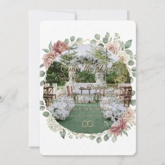 Reserve A Data Elegante Rosa Empoeirado Floral Geométrico Aquarel