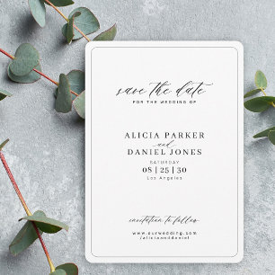 Reserve A Data Elegante roteiro de caligrafia simples casamento