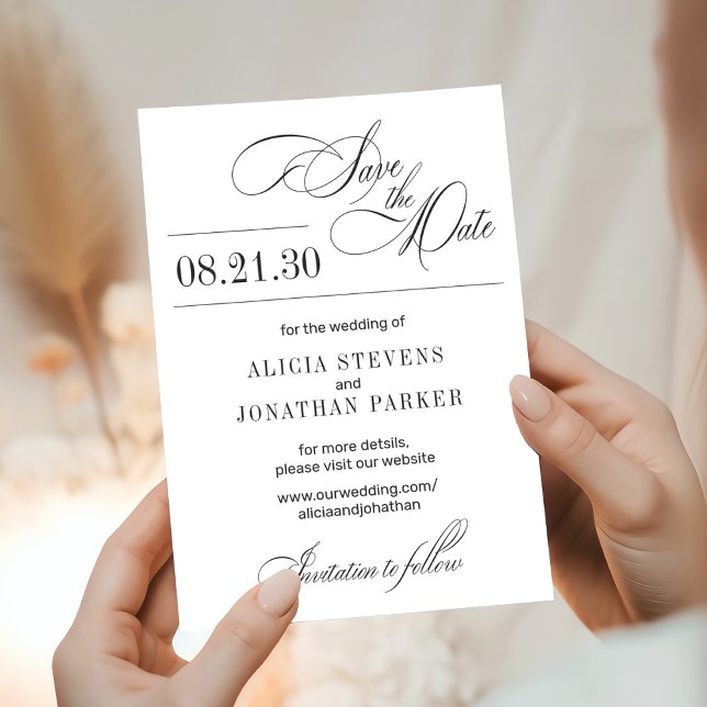 Reserve A Data Elegante roteiro moderno casamento preto e branco (Criador carregado)