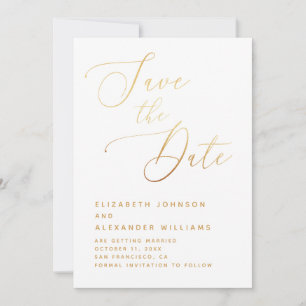 Reserve A Data Elegante Rótulo Dourado Casamento Clássico Minim