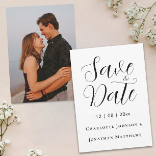 Reserve A Data Elegante Rótulo Moderno de Foto de Casamento