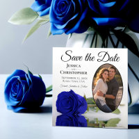 Elegante Royal Blue Rosa com Casamento de Foto Ova