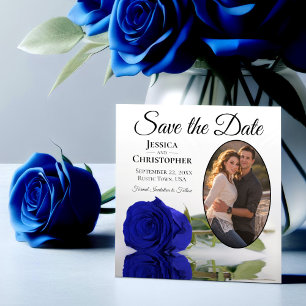Reserve A Data Elegante Royal Blue Rosa com Casamento de Foto Ova