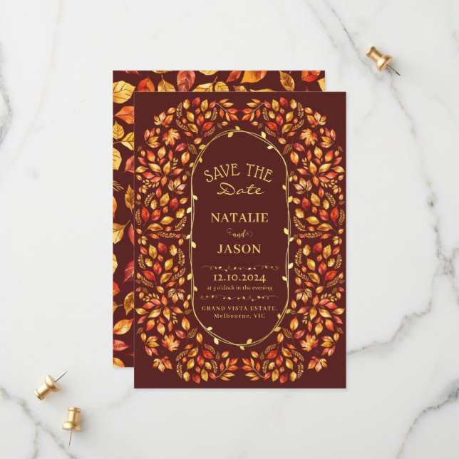 Reserve A Data Elegante Rustic Fall Deixa Boho Casado (Frente/Verso In Situ)