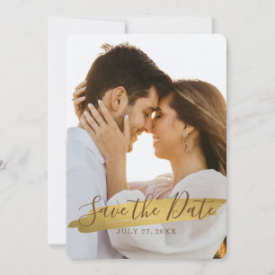 Reserve A Data Elegante Rústico Dourado Save The Date com Foto