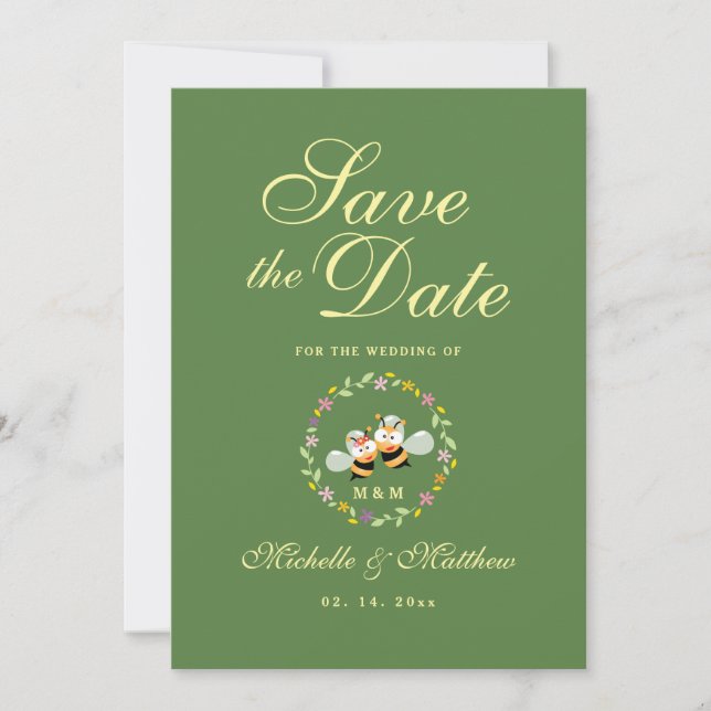 Reserve A Data Elegante Sage Green Whimsical Quer Ser Casado (Frente)