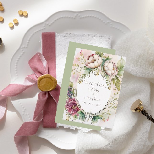 Reserve A Data Elegante Salva Data Romântico Rústico Verde Sálvia (Criador carregado)