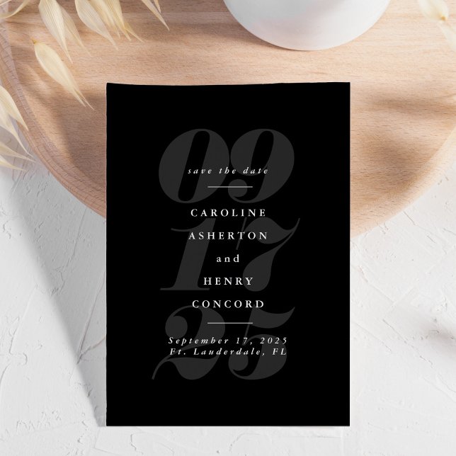 Reserve A Data Elegante salvar data ousado preto e branco moderno (Criador carregado)