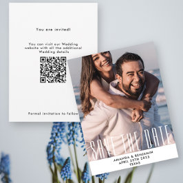 Reserve A Data Elegante Salve a Data Código QR Foto Casamento