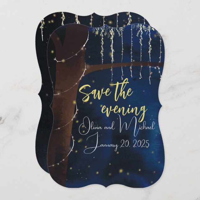 Reserve A Data Elegante Salve a Data Noturna (Frente/Verso)