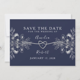 Reserve A Data Elegante Salve o Dia de Casamento Azul Marinho