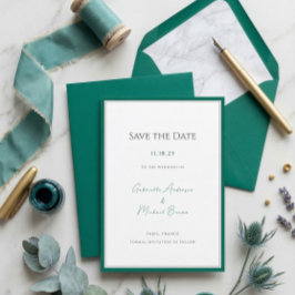 Reserve A Data Elegante Salve o Dia de Casamento Minimalista Verd