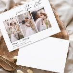 Reserve A Data Elegante Salve o Minimalista de Foto Data 3<br><div class="desc">Paisagem Moderna e Elegante Horizontal Três (3) Foto Salve o Casamento de Data com tipografia de script com letra de mão. O ímã para salvar o convite de data inclui tipografia de script e chic e design simples para a qual você pode adicionar sua fotografia personalizada de noivado.</div>