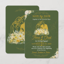 Elegante Save the Date Botânico de Oliva Engajamen