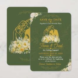 Reserve A Data Elegante Save the Date Botânico de Oliva Engajamen