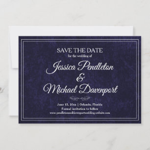 Reserve A Data Elegante Save the Date de Casamento Azul-Marinho C