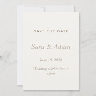 Reserve A Data Elegante Save the Date de Casamento Bege