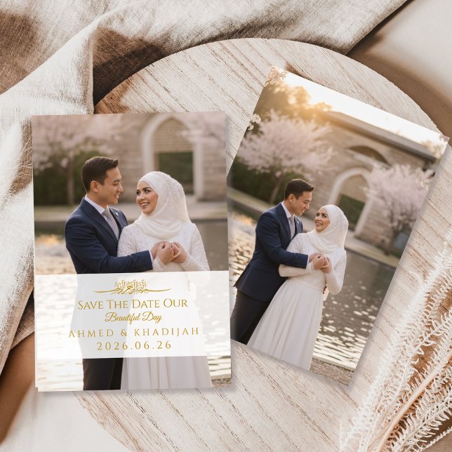 Reserve A Data Elegante Save the Date de Fotografia a Ouro Casame (Criador carregado)