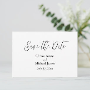 Reserve A Data Elegante Save The Date em Script Preto e Branco