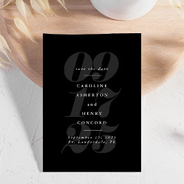 Reserve A Data Elegante save the date ousado preto e branco moder