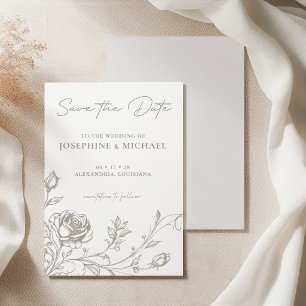 Reserve A Data Elegante Save the Date Vintage Taupe Sépia Rosa