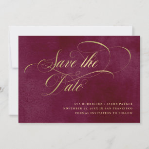 Reserve A Data Elegante Script   Borgonha e Dourado