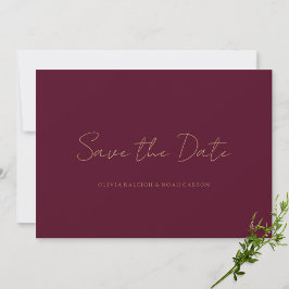 Reserve A Data Elegante Script Burgundy Salvar a Ficha de Casamen