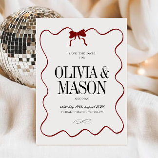 Reserve A Data Elegante Script | Casamento Borgonha Marfim Arco V