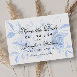 Reserve A Data Elegante Script Romântico Marinho de Casamento Flo