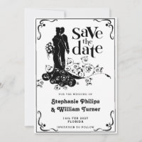 Elegante Silhueta de Casamento Salve a Data