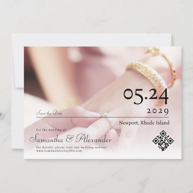 Reserve A Data Elegante Simples Roteiro Formal Foto Única Casamen (Frente)