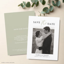 Elegante Simples Verde Foto Casamento Texto