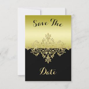Reserve A Data Elegante, sofisticado ouro e preto Salve a data