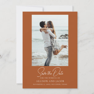 Reserve A Data Elegante Terracota Foto Casamento Save The Date