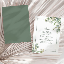 Reserve A Data Elegante Verde Eucalipto Botânico Casamento